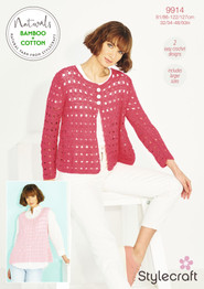 Crochet Cardigan & Tee in Stylecraft Naturals Bamboo + Cotton DK (9914) - CROCHET