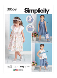 Dress, Top, Pants, Purses & Headband in Simplicity Kids (S9559)