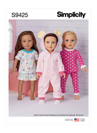 18" Pyjama Doll Clothes in Simplicity (S9425)