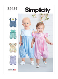 Babies' Bib Rompers in Simplicity Kids (S9484)