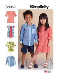 Button Front Dresses & Shirt in Simplicity Kids (S8852)