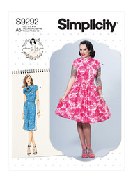 Dresses w/Mandarin Collar & Skirt Options in Simplicity Misses' (S9292)