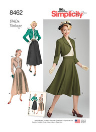 Misses' 1940's Blouse, Skirt & Lined Bolero in Simplicity Vintage (S8462)