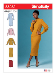 Knit Two-Piece Sweater Dress, Tops, Skirts  in Simplicity Misses' (S8982)