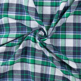 Cotton Tartan: Emerald & White - Per ½ Metre