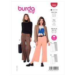 Wide Leg Pants w/Back Elastic Waistband in Burda Misses' (5969)