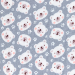 Anti-Pil Fleece: Teddies on Grey - Per ½ Metre