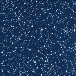 Cotton Poplin Print - Constellations on Navy - Per ½ Metre