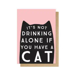 Image for Greeting Card - Drinking Alone Cat