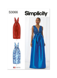 Deep V-Neckline Ballgown w/Bow Detail in Simplicity Misses' (S3066)