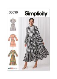 Button Front Dress w/Gathered Skirt in Simplicity Misses' (S3098)