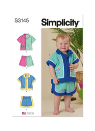 Babies' Contrast Shirt & Shorts in Simplicity Kids (S3145)