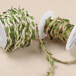 Hessian Cord w/Leaves - Per Metre