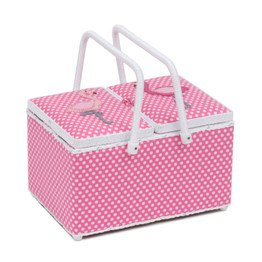 Large Twin Lid Sewing Box - Pink Flamingo Appliqué