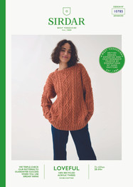 Cable Crew Sweater in Sirdar Loveful 100% Recycled Tweed Blend DK (10785)