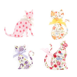 Craft Embellishments (4pcs) - Felt Floral Cats
