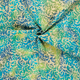 50's Cotton Batik: Abstract Blue on Yellow - Per ½ Metre
