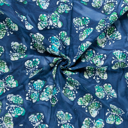 50's Cotton Batik: Butterflies on Blue - Per ½ Metre