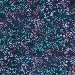 50's Cotton Batik: Floral on Navy Blue - Per ½ Metre