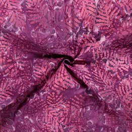 50's Cotton Batik: Pink Leaves on Magenta - Per ½ Metre