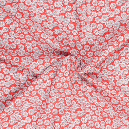 Cotton Viscose Daisies on Scarlet - Per ½ Metre