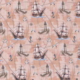 Sail Across the Sea: Navigators Map - 100% Cotton