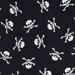 Cotton Poplin Print - Skull & Crossbones on Black - Per ½ Metre