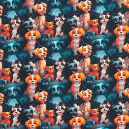 Cotton Poplin Print - Dogs on Navy - Per ½ Metre