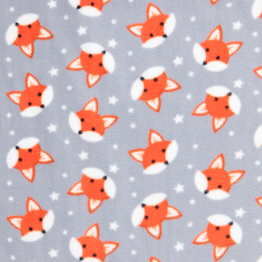 Anti-Pil Fleece: Foxes on Grey - Per ½ Metre