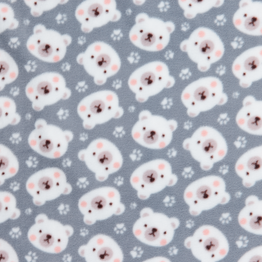 Anti-Pil Fleece: Polar Bears on Grey - Per ½ Metre