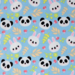 Anti-Pil Fleece: Pandas on Blue - Per ½ Metre