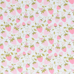 Sweet Blooms: Strawberry Garden White - 100% Cotton