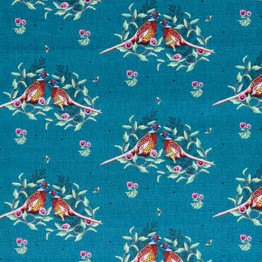 Woodland Wanderers: Resting Pheasants - 100% Cotton