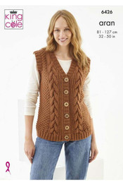 Waistcoat & Cardigan in King Cole Big Value Aran (6426)