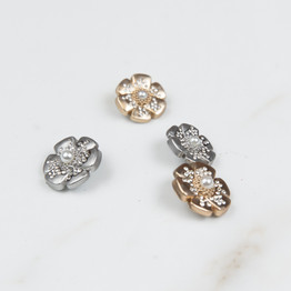 Metal Shank Button - Embellished Floral