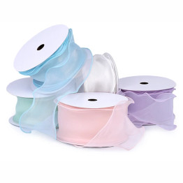 Pearlescent Wired Organza Ribbon (80mm) - Per Metre
