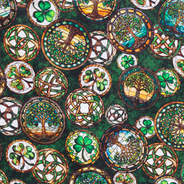 Spirit of Ireland: Tree of Life on Green - 100% Cotton