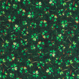 Spirit of Ireland: Shamrocks on Bottle Green - 100% Cotton