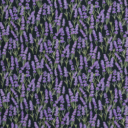 Flower Market: Lavender on Black - 100% Cotton