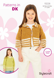 Girls Crochet Collared Sweater & Cardigan in Stylecraft Special DK (10226) - CROCHET