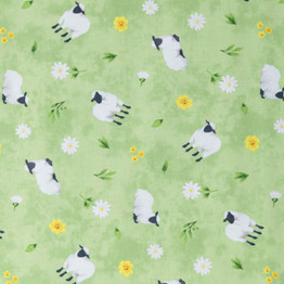 Counting Sheep: Green - 100% Cotton