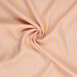 100% Eco Linen in Apricot & Pink Stripe - Per ¼ Metre