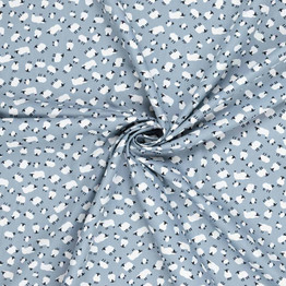 Cotton Poplin Print - White Sheep on Grey - Per ½ Metre