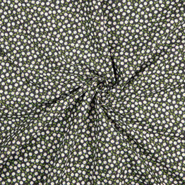 Ditsy Daisies on Black - 100% Cotton
