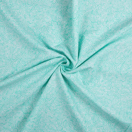 White Swirls on Aqua - 100% Cotton