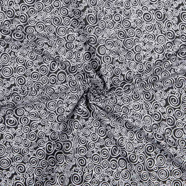 White Swirls on Black - 100% Cotton