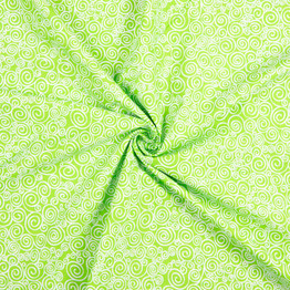White Swirls on Lime Green - 100% Cotton