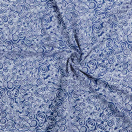 White Swirls on Navy - 100% Cotton