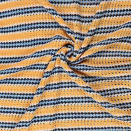 Spanish Crochet Knit Stripe in Maize & Sky - Per ½ Metre