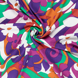 60's Viscose Floral in Jewel Tones - Per ½ Metre